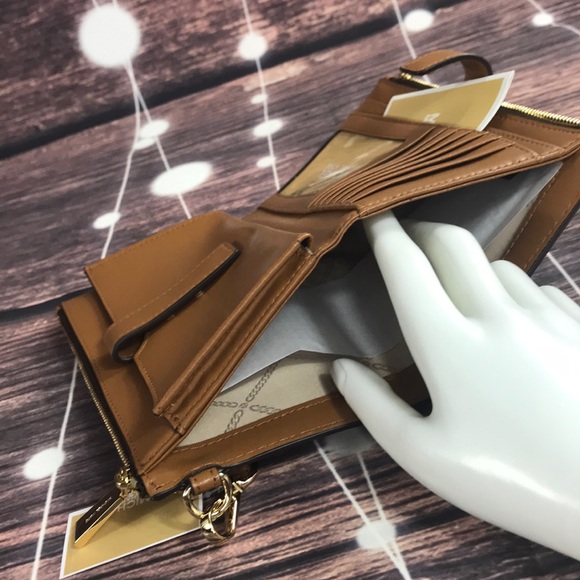 🤎NEW MICHAEL KORS 🤎 BROWN STUDDED DOUBLE ZIP - Picture 12 of 13